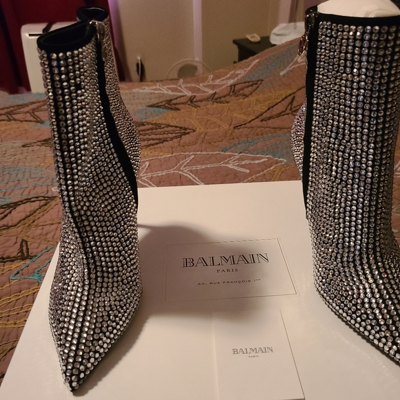 Silver Rhinestone Balmain Ankle Boot - Picture 4 of 4